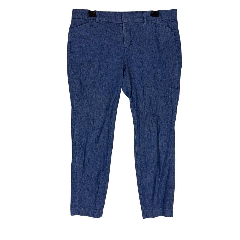 Old Navy Pixie Pants Womensβ 12 Blue Mid Rise Ankle Denim Stretch Linen